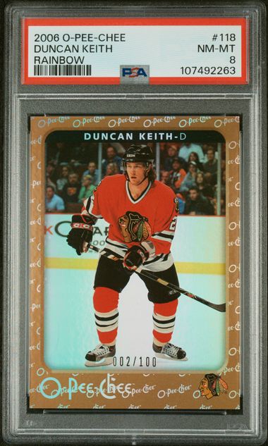 2006 OPC O-Pee-Chee Duncan Keith Rainbow Graded Card #118 PSA 8