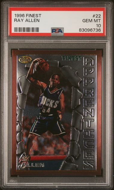 1996 Topps Finest Ray Allen Graded Rookie Card #22 PSA 10
