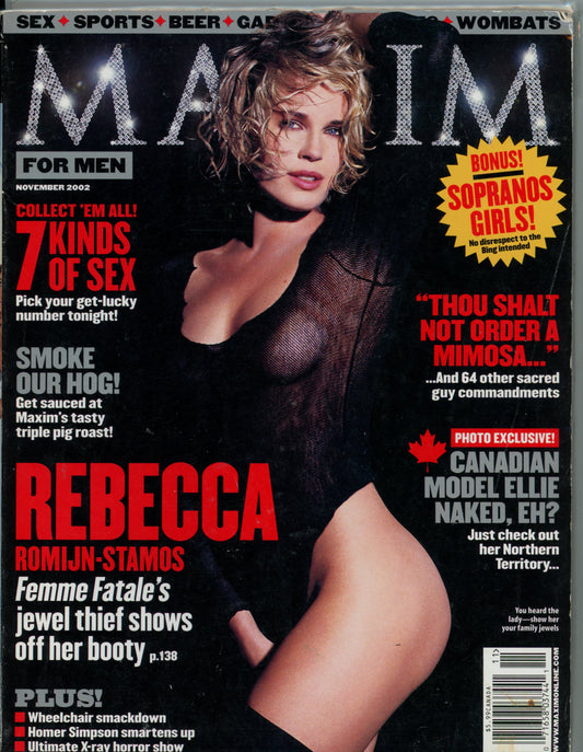 Maxim (November 2002) Canadian Edition Vintage Magazine Rebecca Romijn-Stamos Cover