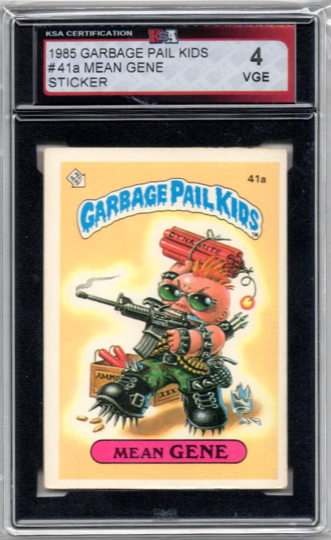 1985 Garbage Pail Kids Mean Gene Sticker Card #41a KSA 4