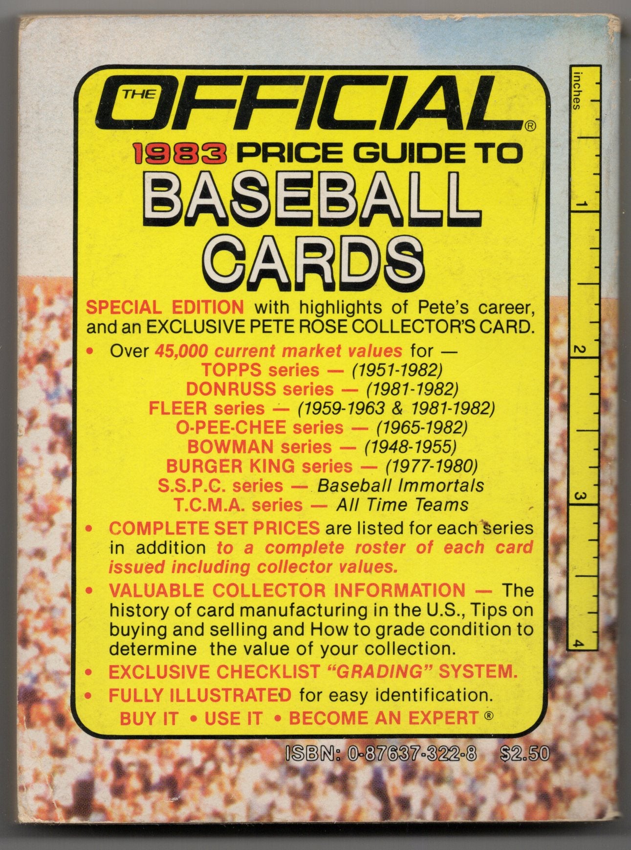 1983 The Official Pete Rose Price Guide to Baseball Cards Vintage Paperback + Insert Card