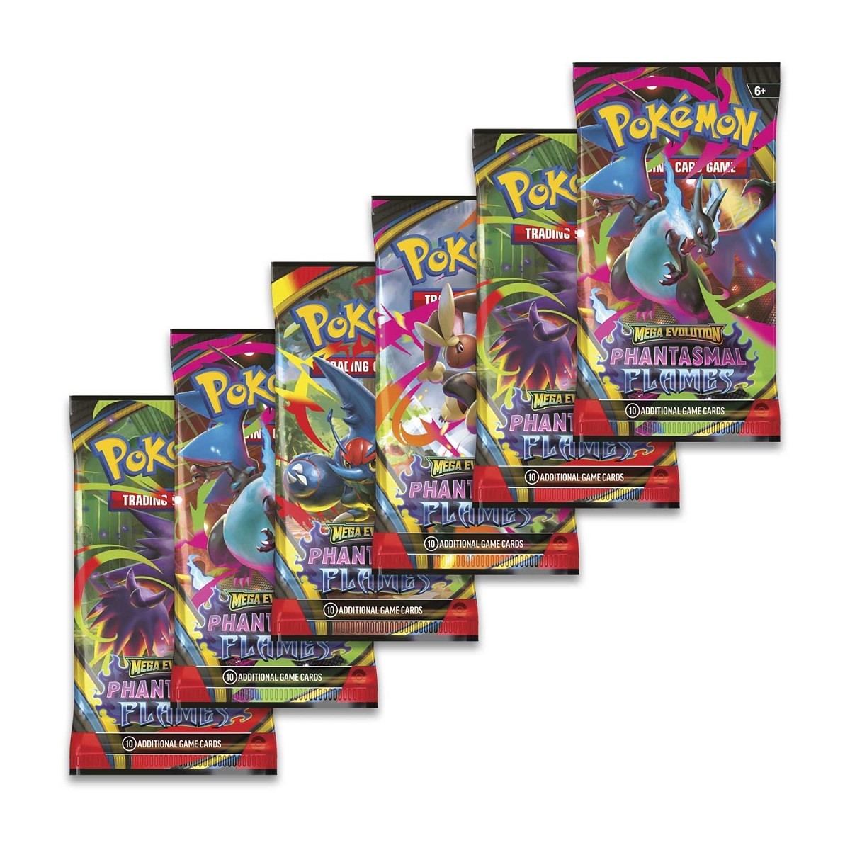 2025 Pokemon Mega Evolution Phantasmal Flames Booster Bundle Trading Card Game Box (6 Packs)