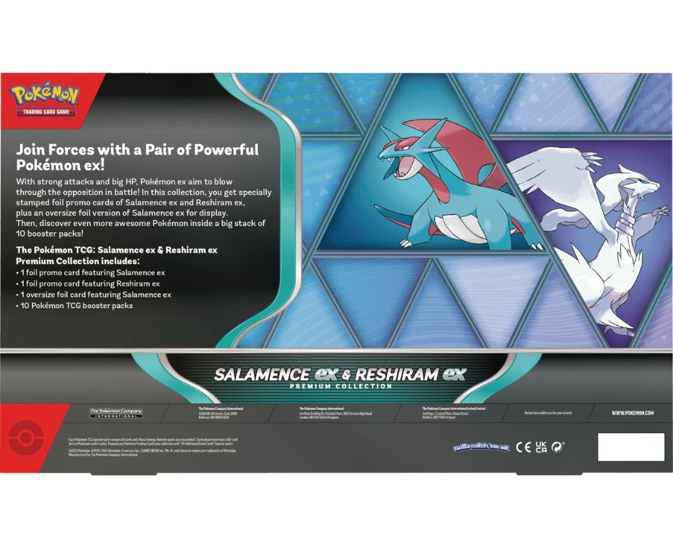 2025 Pokemon Salamence EX & Reshiram EX Premium Collection Trading Card Game Box