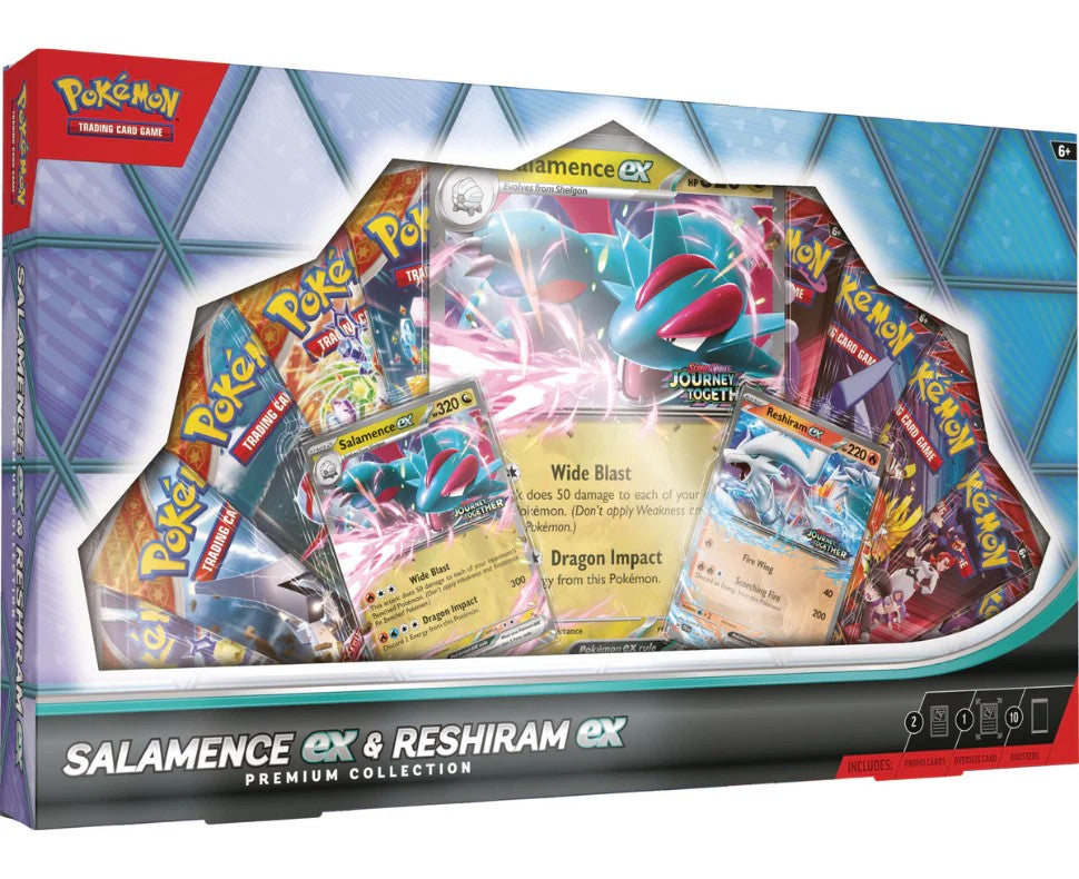 2025 Pokemon Salamence EX & Reshiram EX Premium Collection Trading Card Game Box