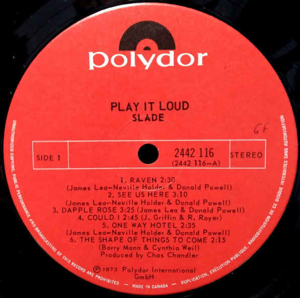 1973 Slade Play it Loud Vintage Vinyl Record Album ( Factory Sealed) Canada Pressing