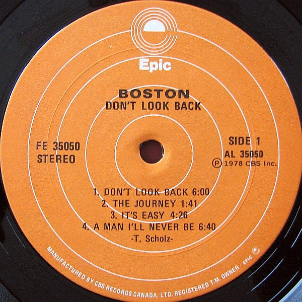 1978 Boston Don't Look Back Vintage Vinyl Record Album (Factory Sealed) Canada Pressing
