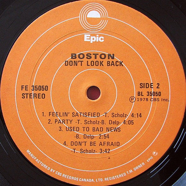 1978 Boston Don't Look Back Vintage Vinyl Record Album (Factory Sealed) Canada Pressing