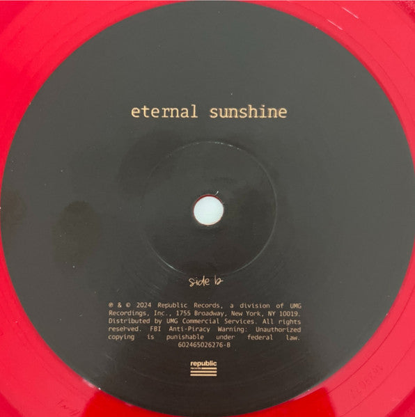Ariana Grande Eternal Sunshine Red Translucent Vinyl Album