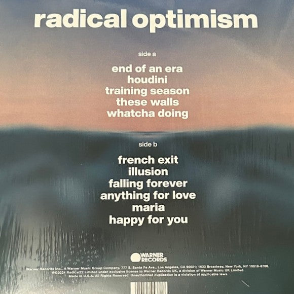 Dua Lipa Radical Optimism Clear Vinyl Album (Sealed)