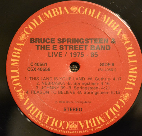 1986 Bruce Springsteen & The E-Street Band Live / 1975-85 Vintage Vinyl Album Box Set 5 LPs (Pre-Owned) Canada Pressing