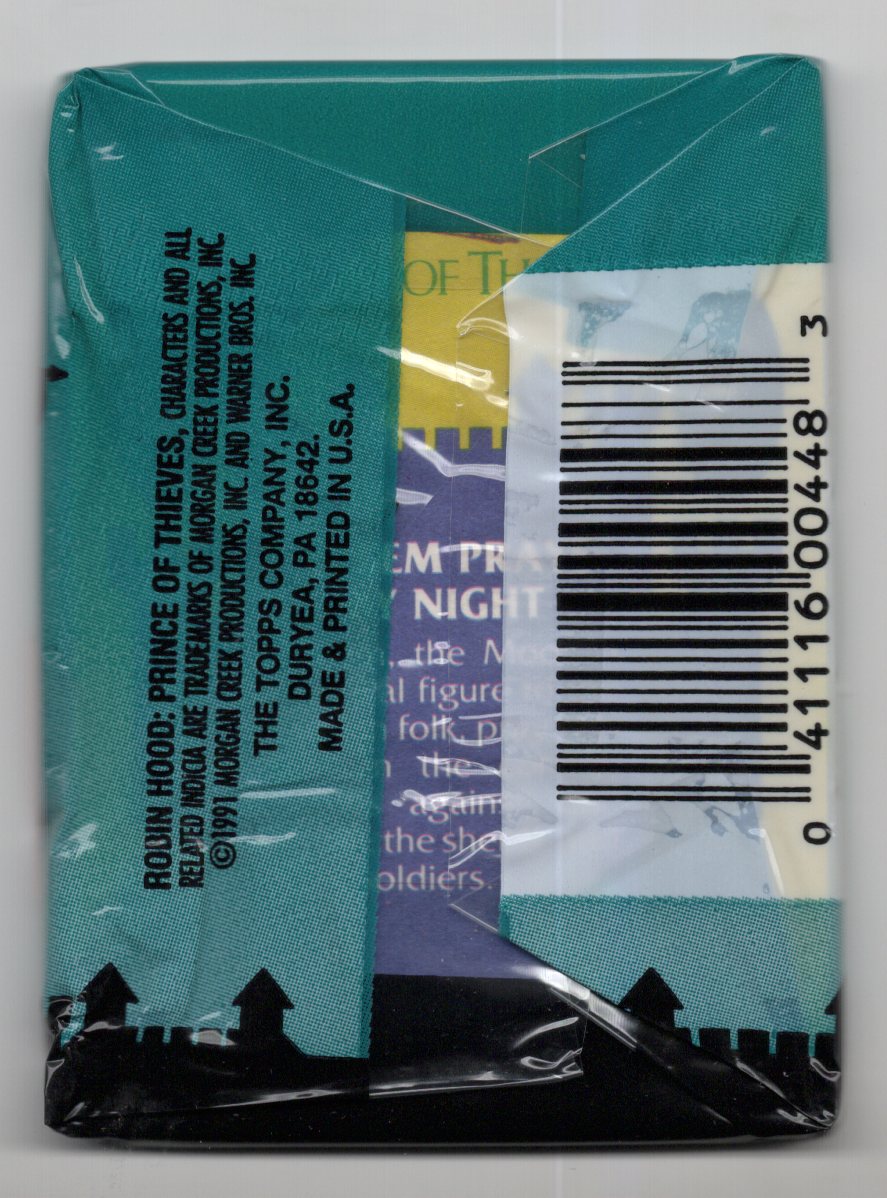 1991 Topps Robin Hood: Prince of Thieves Trading Cards Wax Pack (9 Cards)
