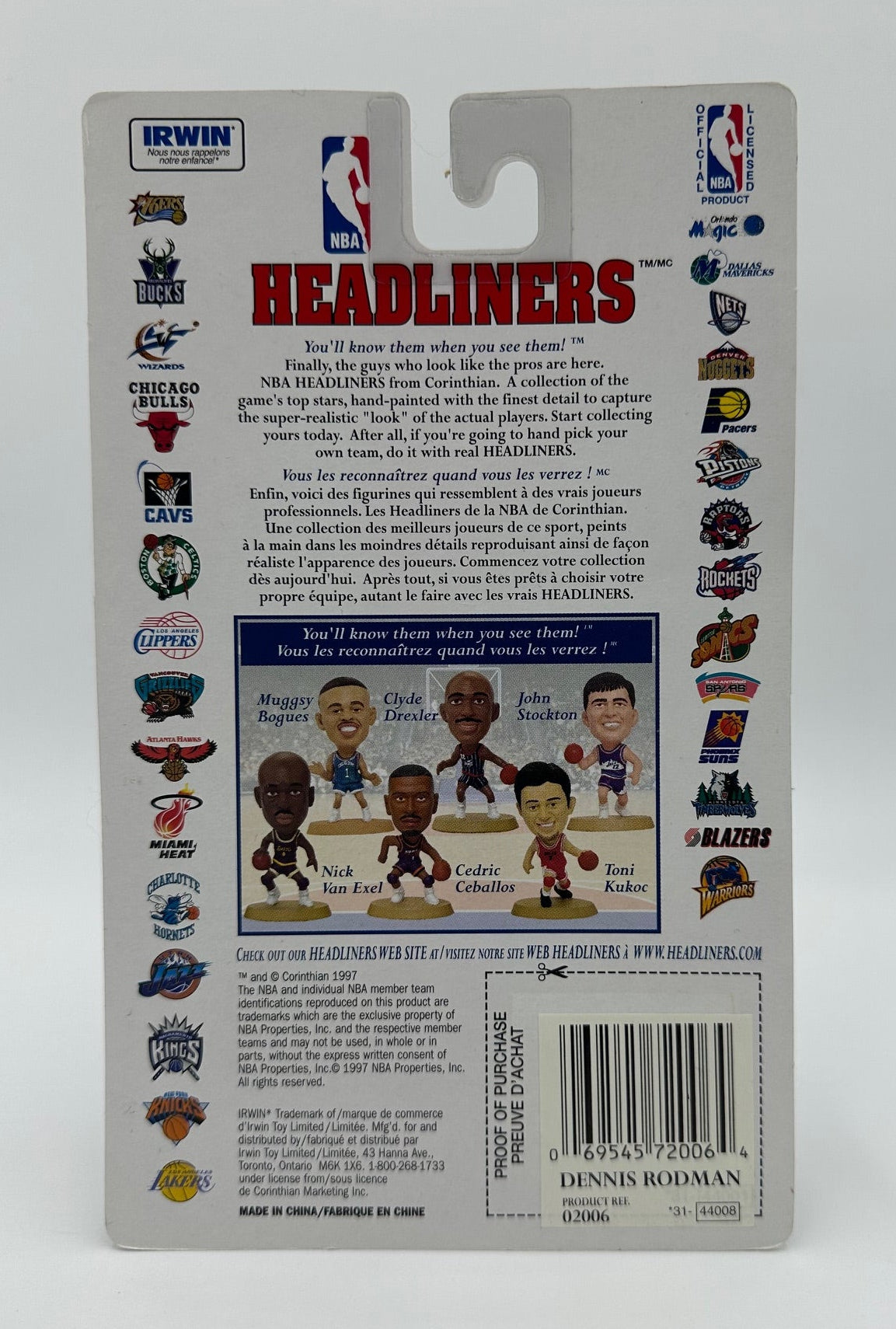 1997 Irwin NBA Headliners Dennis Rodman 3-inch Action Figure Unopened