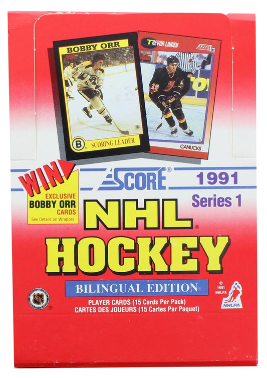 1991/92 Score Bilingual NHL Hockey Series 1 Wax Box (36 Packs)