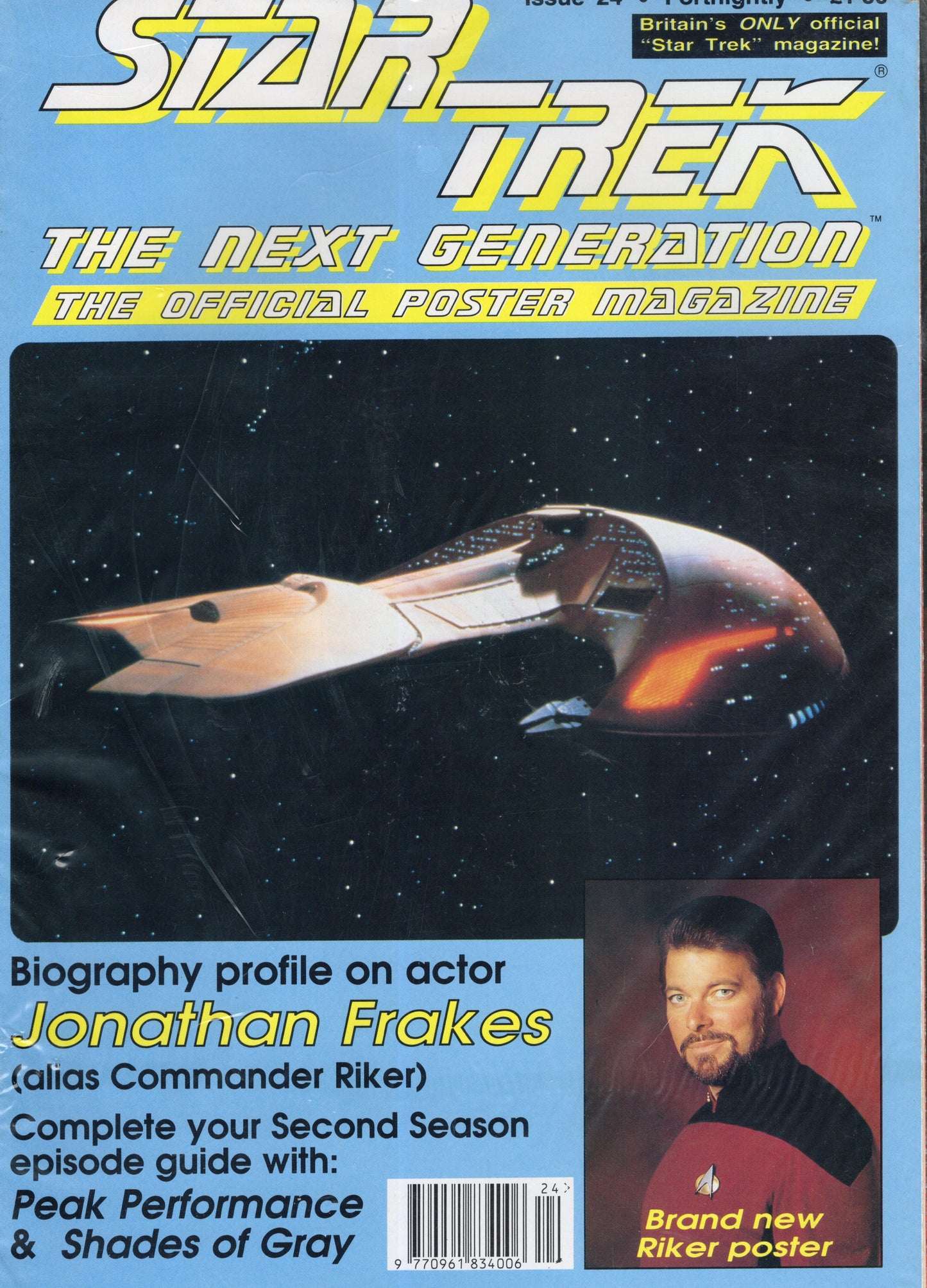 Star Trek The Next Generation Official Poster Magazine Issue 24 (Jul 1992) Vintage Magazine