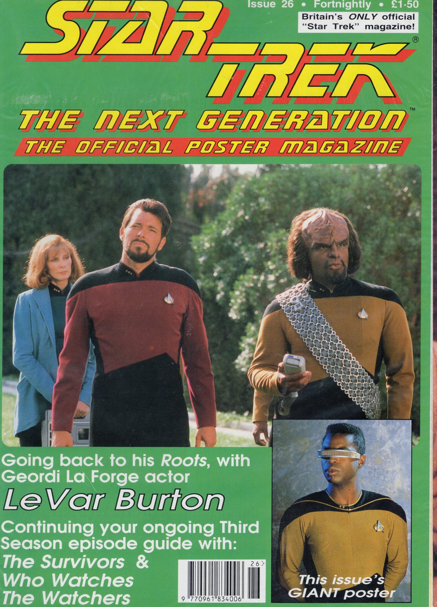 Star Trek The Next Generation Official Poster Magazine Issue 26 (Jul 1992) Vintage Magazine