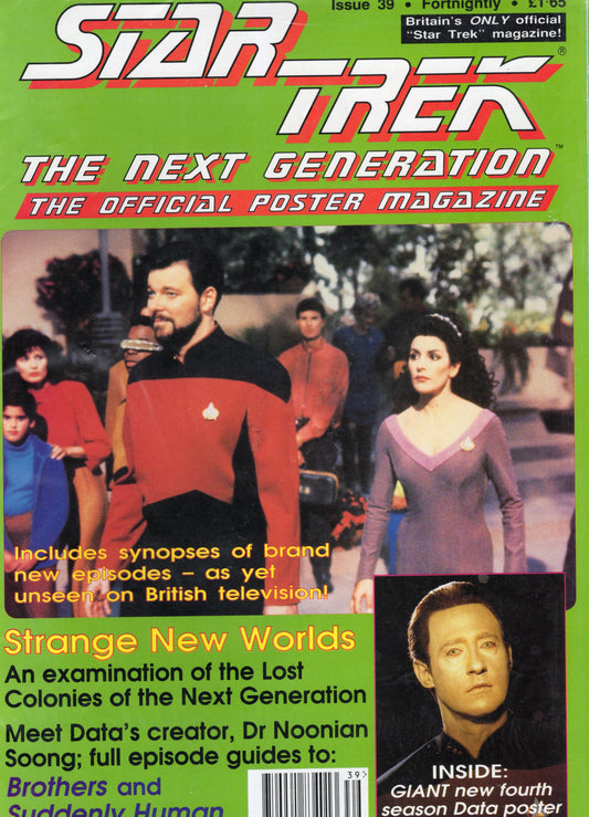 Star Trek The Next Generation Official Poster Magazine Issue 39 (Feb 1993) Vintage Magazine