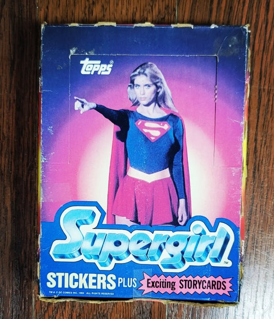 1984 Topps Supergirl Trading Cards & Stickers Wax Box (36 Packs) Clean Front