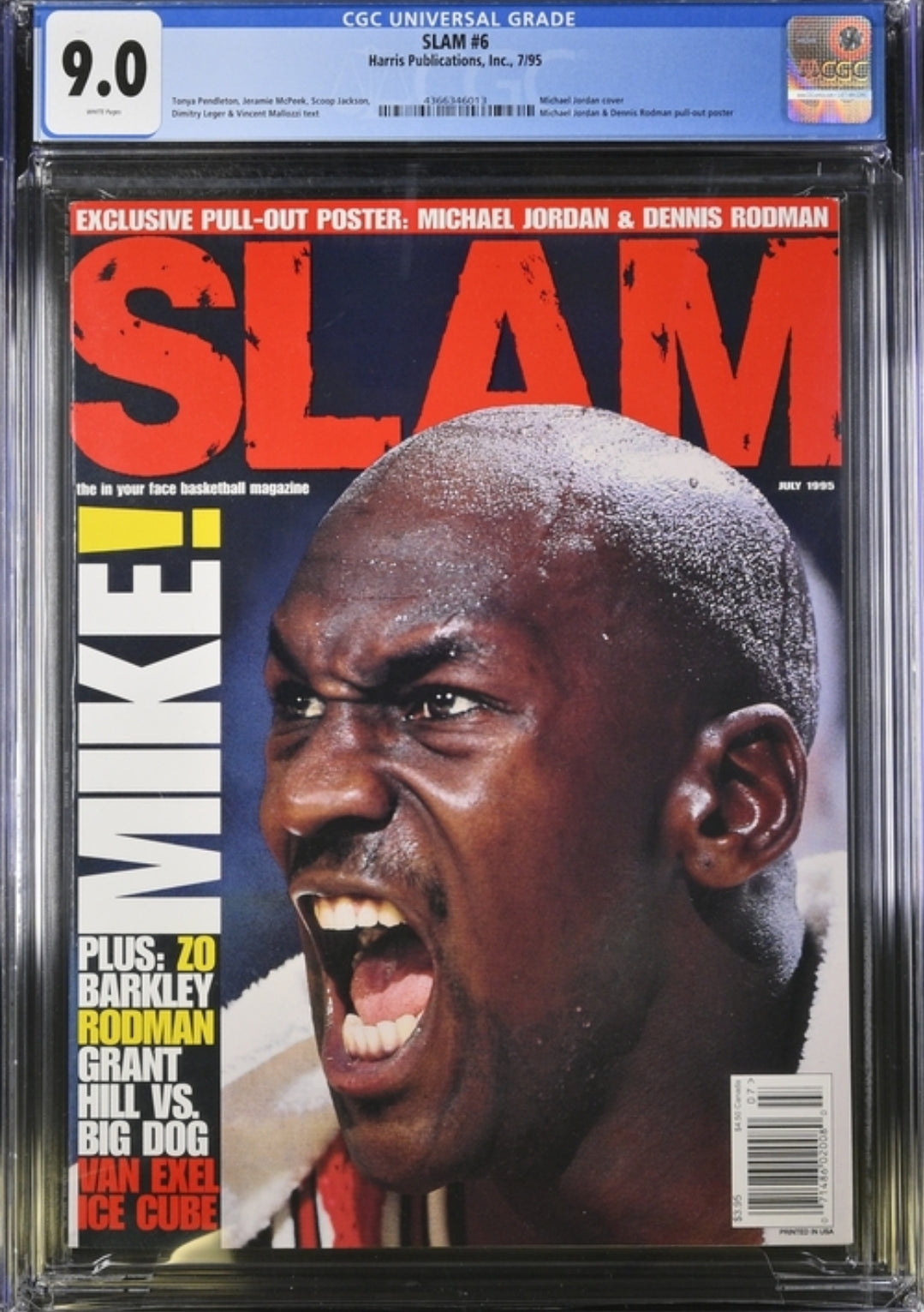 1995 SLAM Basketball Graded Magazine Issue #6 First Michael Jordan Cover CGC 9.0