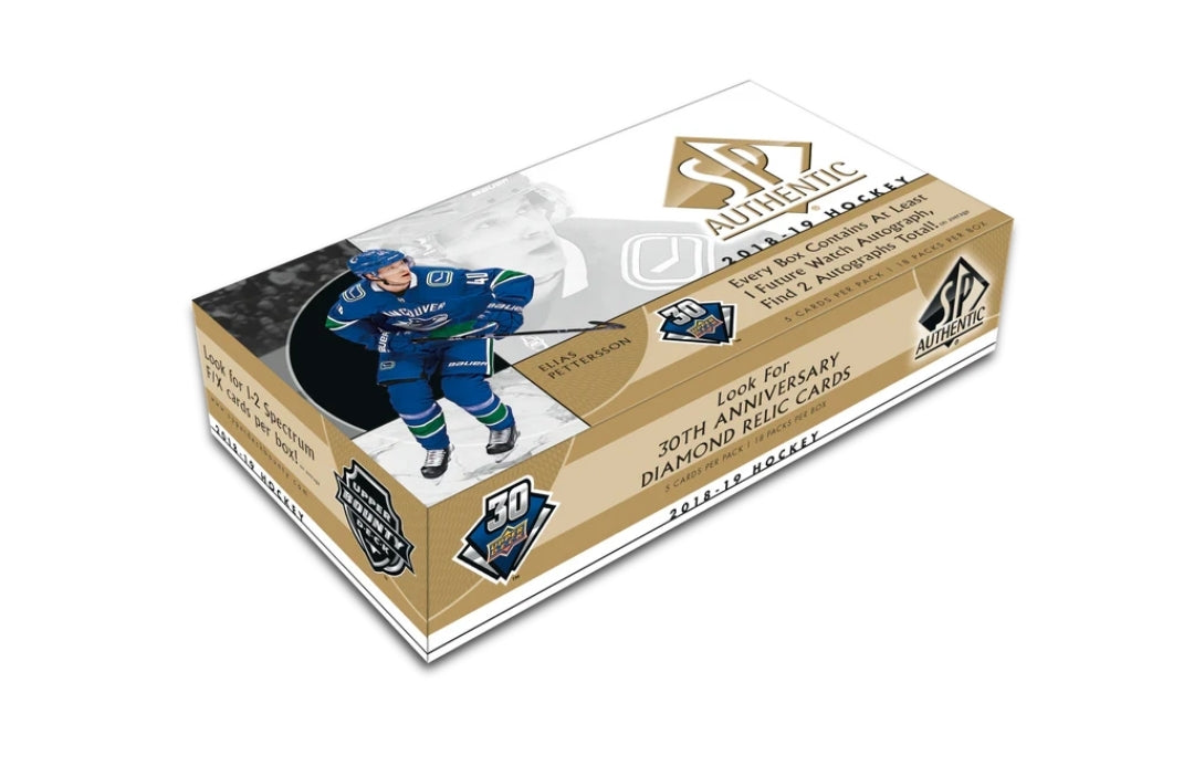 2018/19 Upper Deck SP Authentic Hockey Hobby Box (18 Packs) 2 Autographs Inside