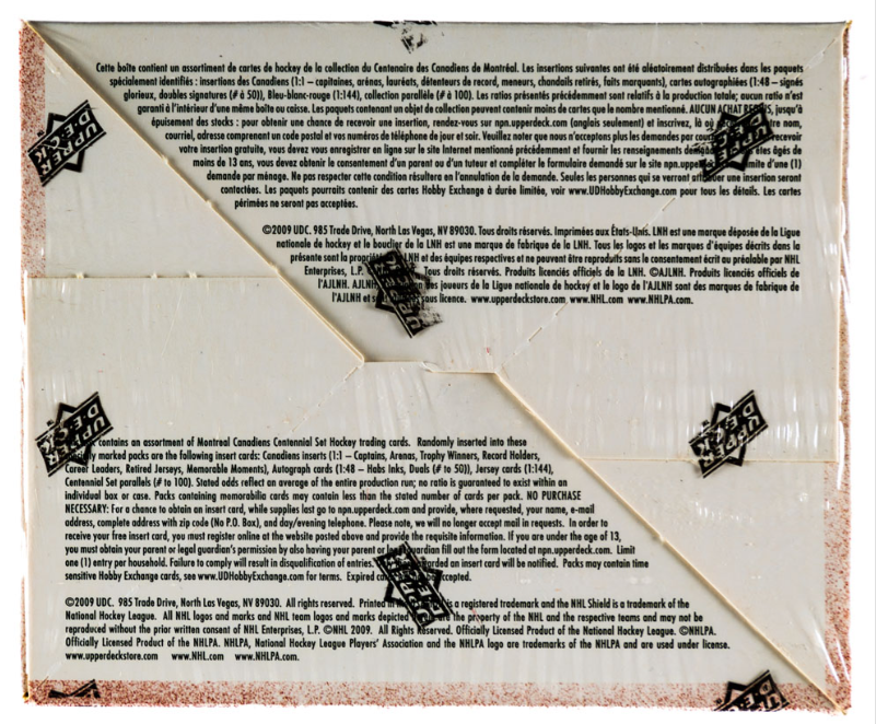 2009 Upper Deck Montreal Canadiens Centennial Set Retail Box (24 Packs) Sealed