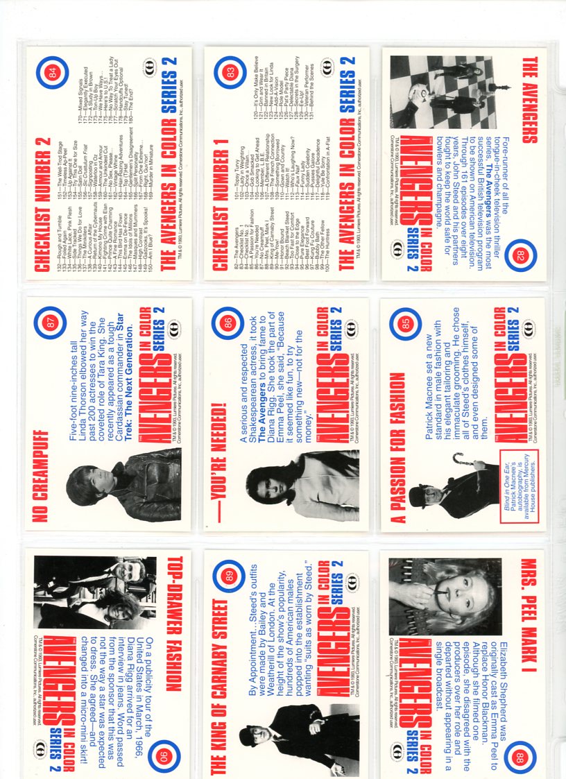 1993 Cornerstone The Avengers In Color Series 2 Complete Set (99 Cards)