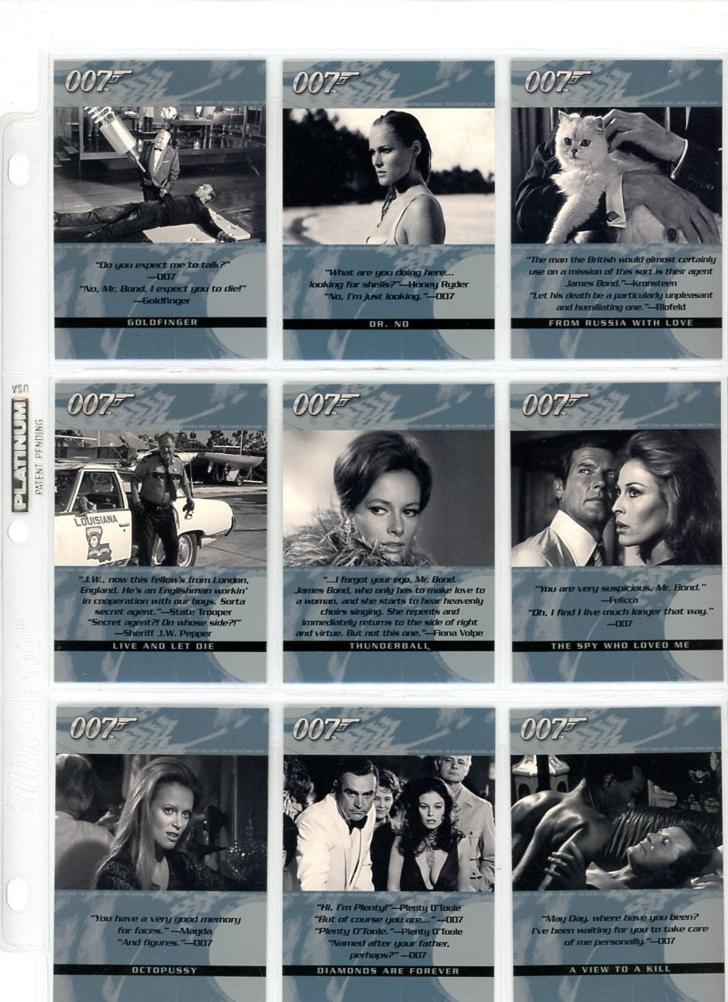 2004 Rittenhouse Archives The Quotable James Bond Complete Set (100 Cards) with Bonus Inserts and Autos