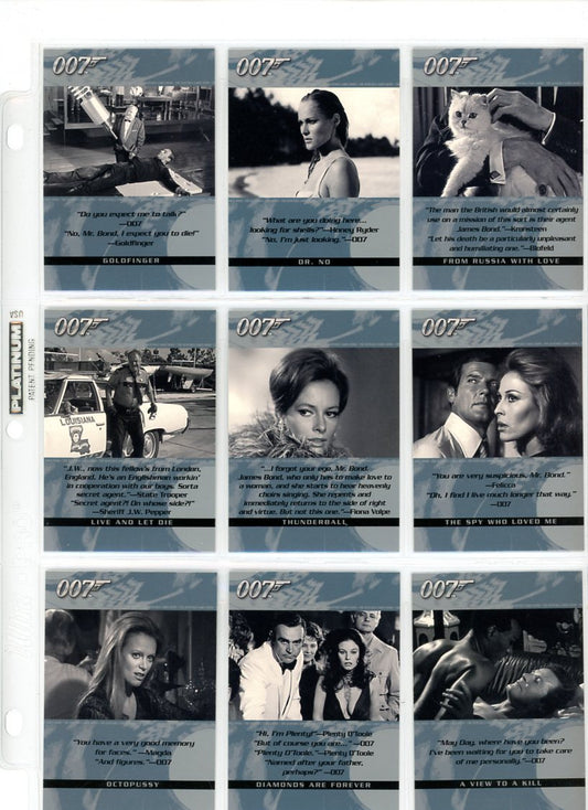 2004 Rittenhouse Archives The Quotable James Bond Complete Set (100 Cards) with Bonus Inserts and Autos