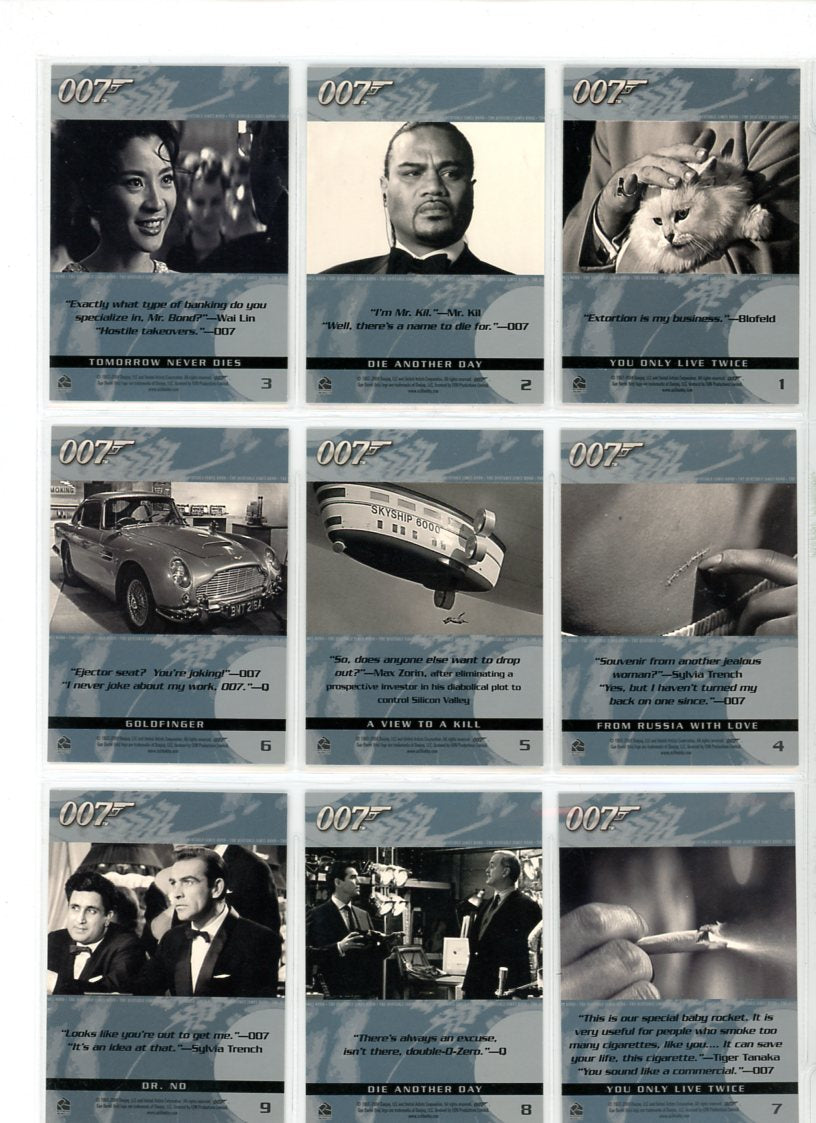 2004 Rittenhouse Archives The Quotable James Bond Complete Set (100 Cards) with Bonus Inserts and Autos