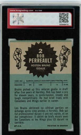 1962-63 Topps Bob Perreault Graded Rookie Card #2 KSA 8.5
