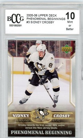 2005/06 Upper Deck Phenomenal Beginnings Sidney Crosby Graded Rookie Card #3 BCCG 10