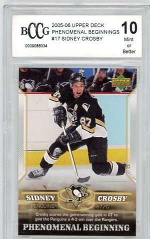 2005/06 Upper Deck Phenomenal Beginnings Sidney Crosby Graded Rookie Card #17 BCCG 10