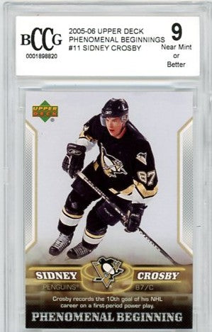 2005/06 Upper Deck Phenomenal Beginnings Sidney Crosby Graded Rookie Card #11 BCCG 9