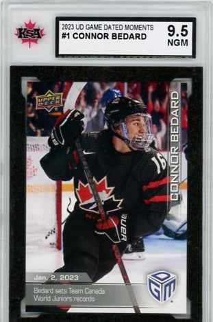 2023 Upper Deck Game Dated Moments Connor Bedard Graded Rookie Card #1 KSA 9.5
