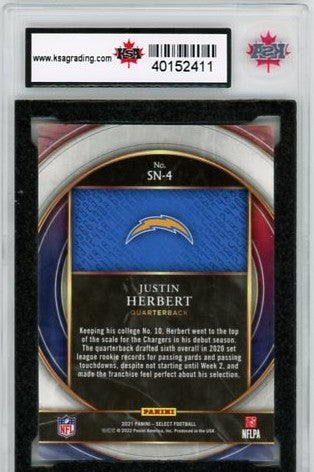 2021 Panini Select Select Numbers Justin Herbert Graded Card #SN-4 KSA 9.0