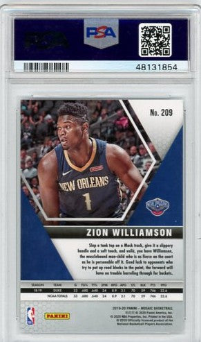 2019 Panini Mosaic Zion Williamson Graded Rookie Card #209 PSA 10
