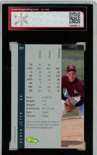1992 Classic Four Sport Derek Jeter Graded Rookie Card #231 KSA 9.0