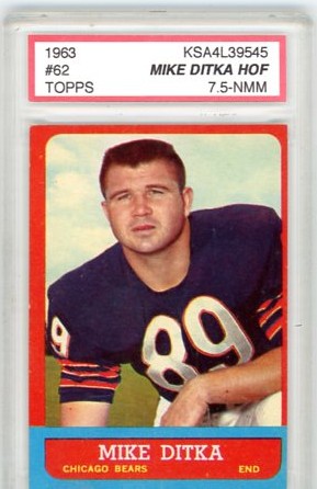 1963 Topps Mike Ditka HOF Graded Second Year Card #62 KSA 7.5