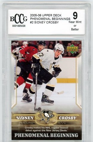 2005/06 Upper Deck Phenomenal Beginnings Sidney Crosby Graded Rookie Card #2 BCCG 9