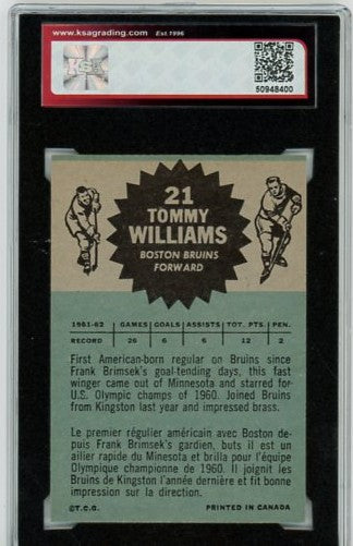 1962-63 Topps Tommy Williams Graded Rookie Card #21 KSA 8.0