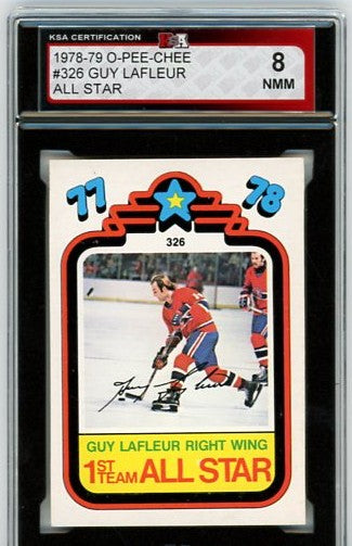1978-79 O-Pee-Chee Guy Lafleur 1st Team All Star Graded Card #326 KSA 8.0