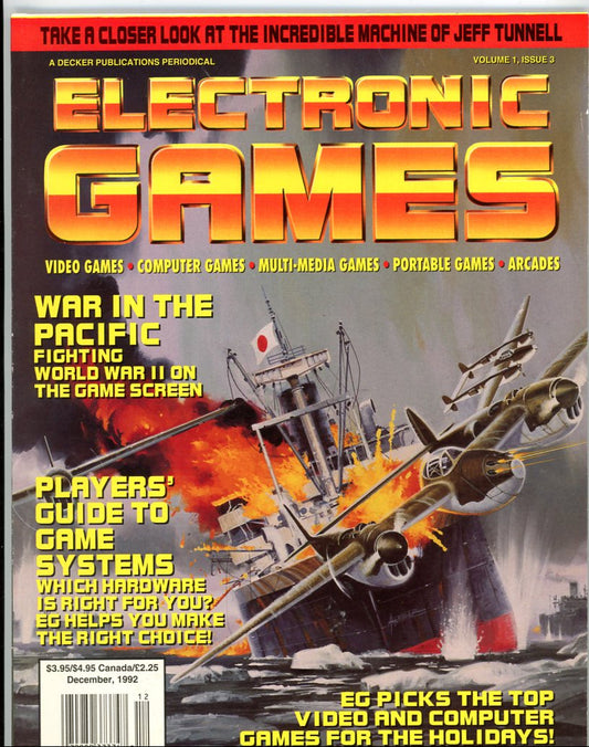 Electronic Games Vol 1 #3 (December 1992) Vintage Newsstand Video Game Magazine