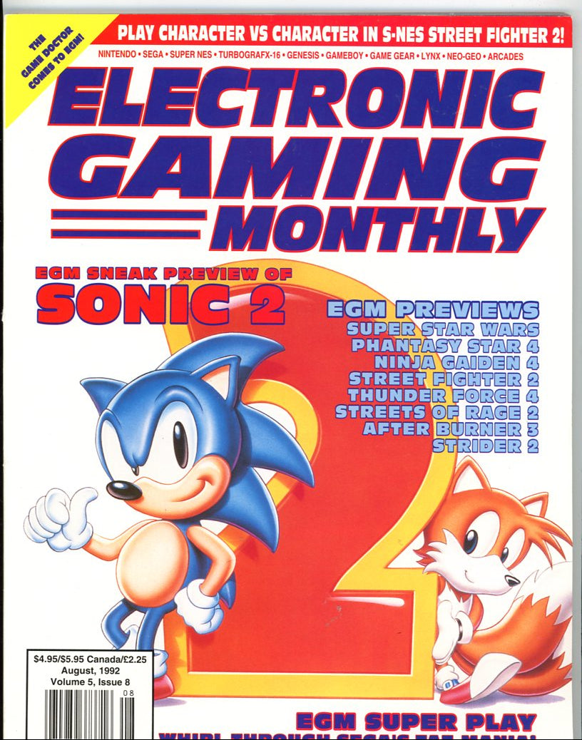 Electronic Gaming Monthly #37 (August 1992) Vintage Newsstand Magazine Sonic