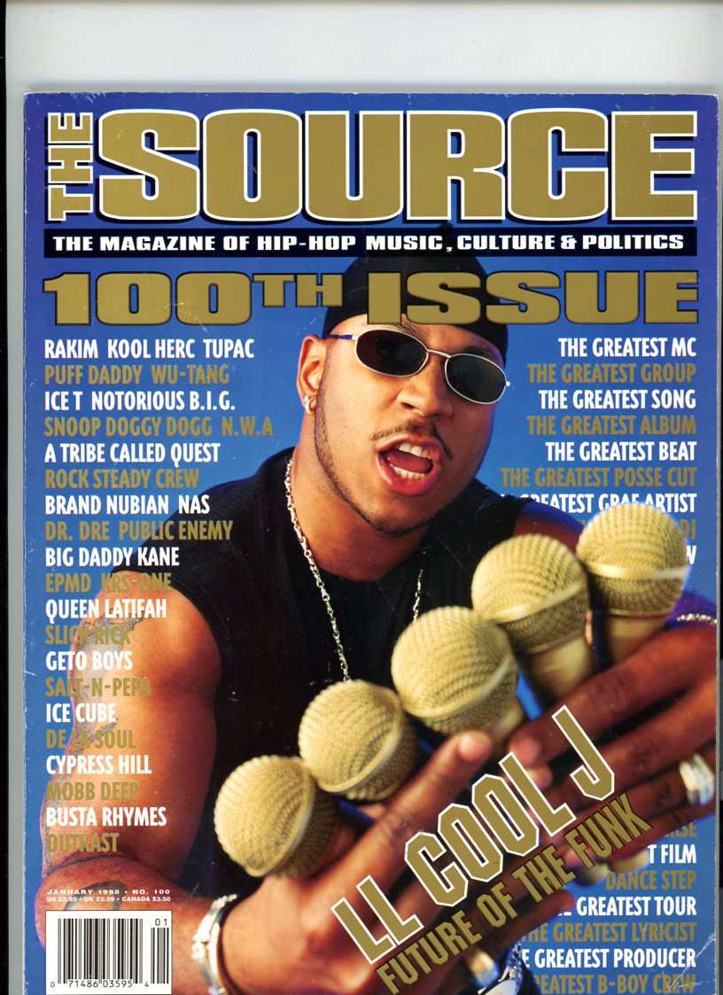 1998 The Source #100 (January 1998) Vintage Newsstand Magazine LL Cool J Cover VG Condition