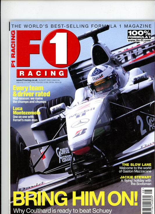 2000 F1 Racing (August 2000) Vintage Newsstand Magazine David Coulthard Cover