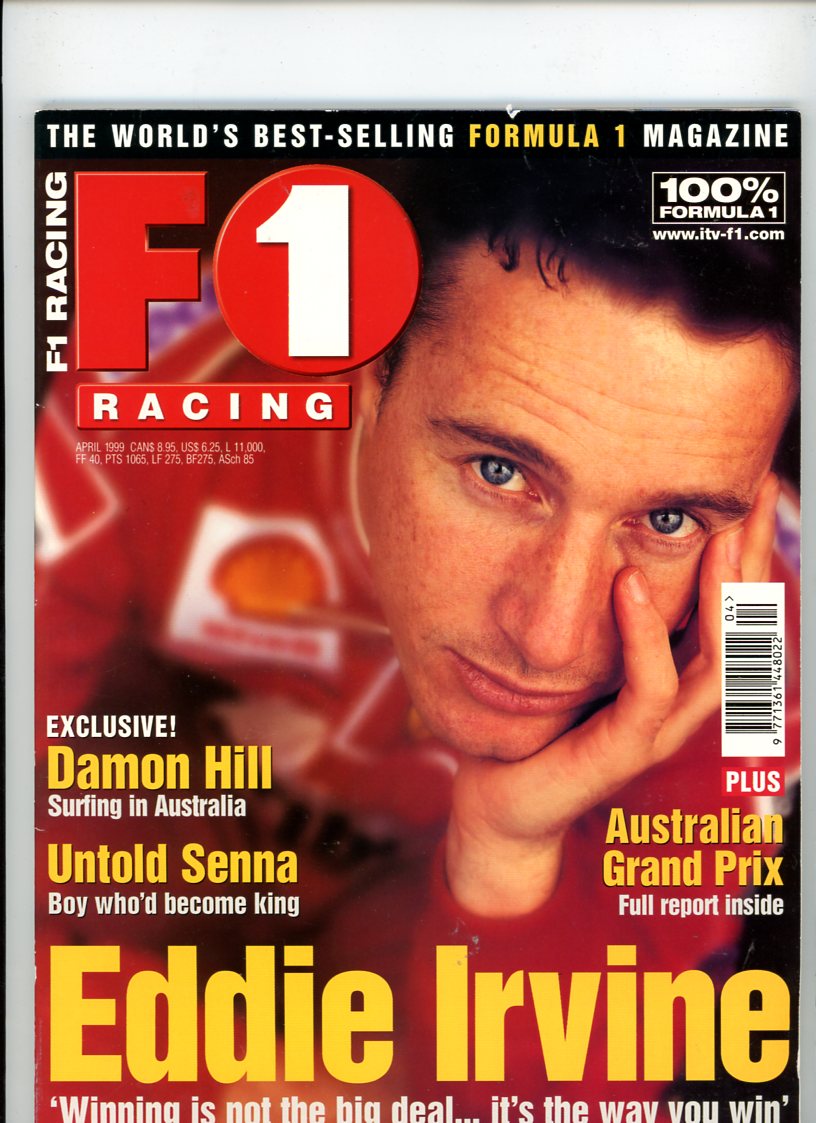 1999 F1 Racing (April 1999) Vintage Newsstand Magazine Eddie Irvine Cover Ferrari