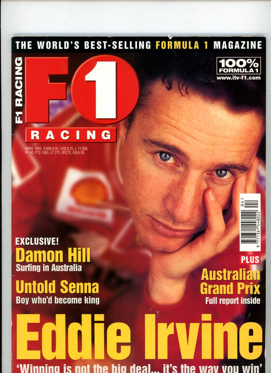 1999 F1 Racing (April 1999) Vintage Newsstand Magazine Eddie Irvine Cover Ferrari