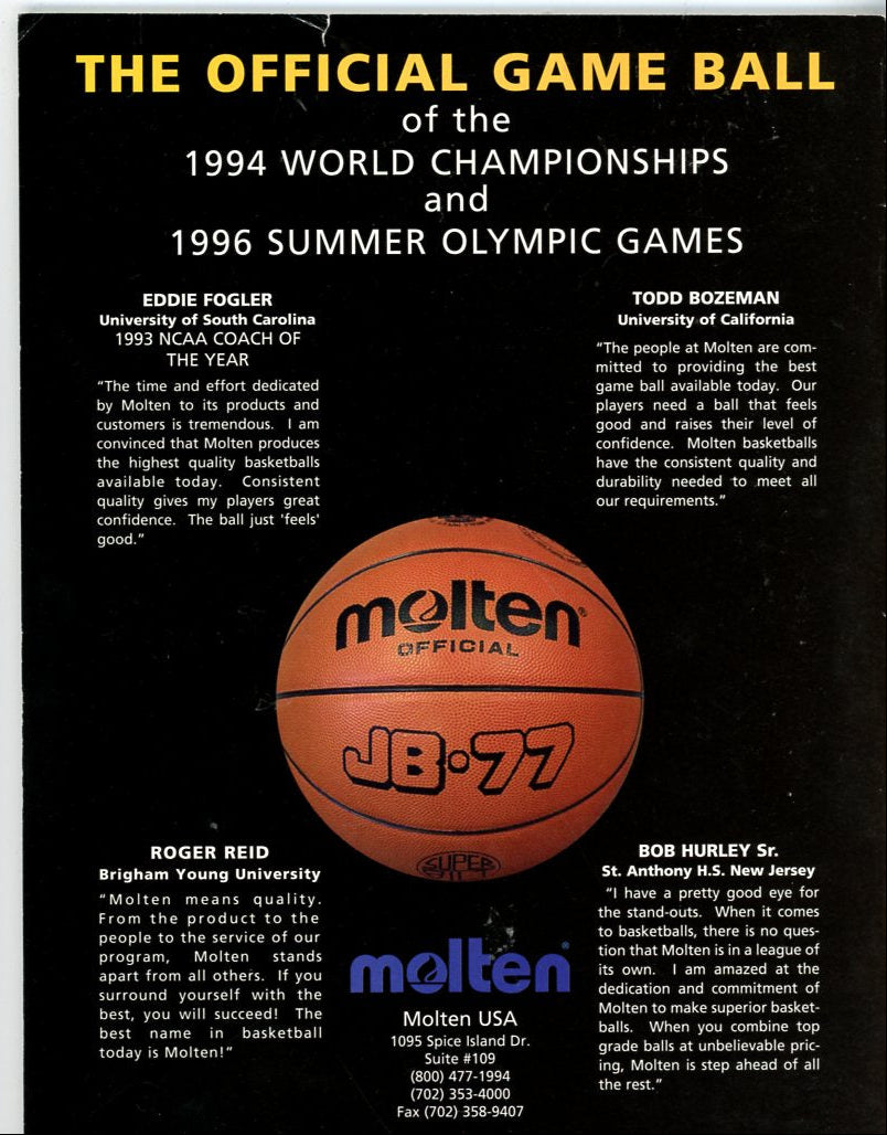 1994 Official World Championship of Basketball Toronto August 94 Preview Guide Shaq