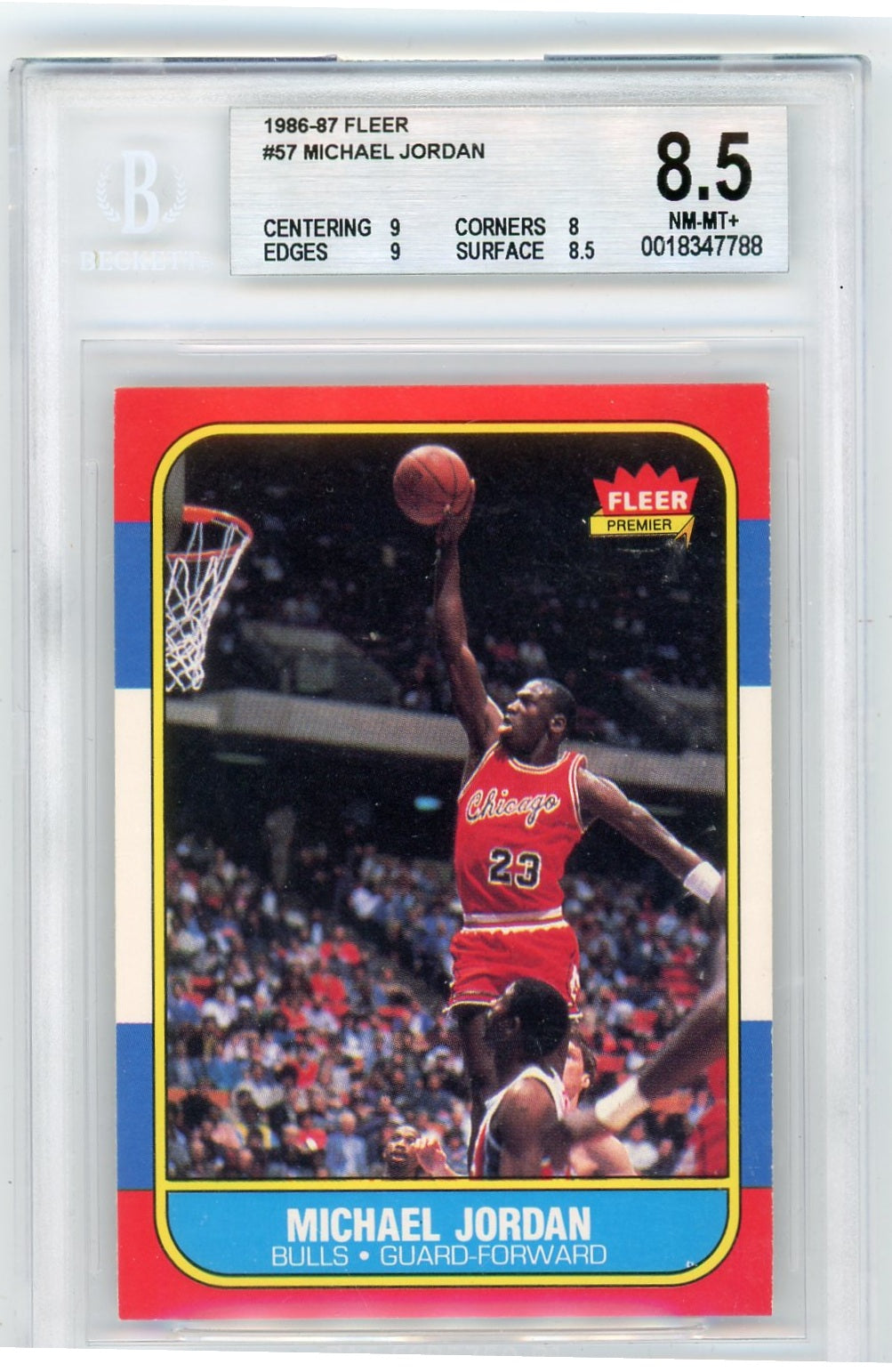 1986-87 Fleer Michael Jordan Graded Rookie Card #57 Beckett 8.5