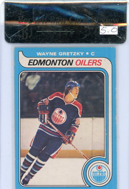 1979-80 O-Pee-Chee Wayne Gretzky Graded Rookie Card #18 Beckett Raw Review 5.0