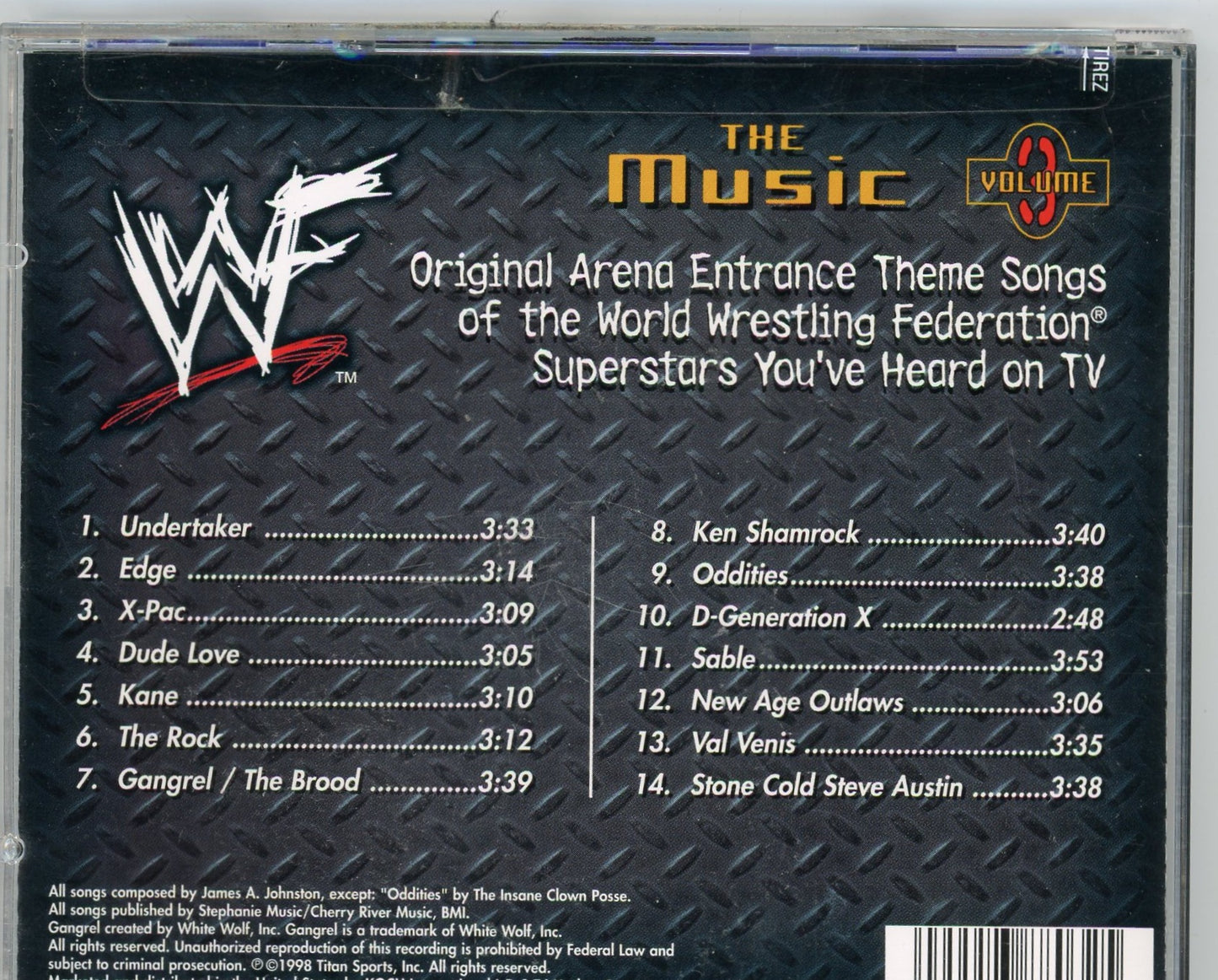 WWF Wrestling The Music Volume 3 (1998) Vintage CD